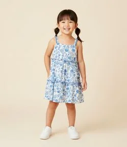 Vestido Infantil Marias com Estampa Fundo do Mar - Tam 1 a 6 Anos
