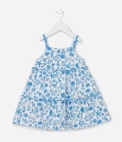 Vestido Infantil Marias com Estampa Fundo do Mar - Tam 1 a 6 Anos