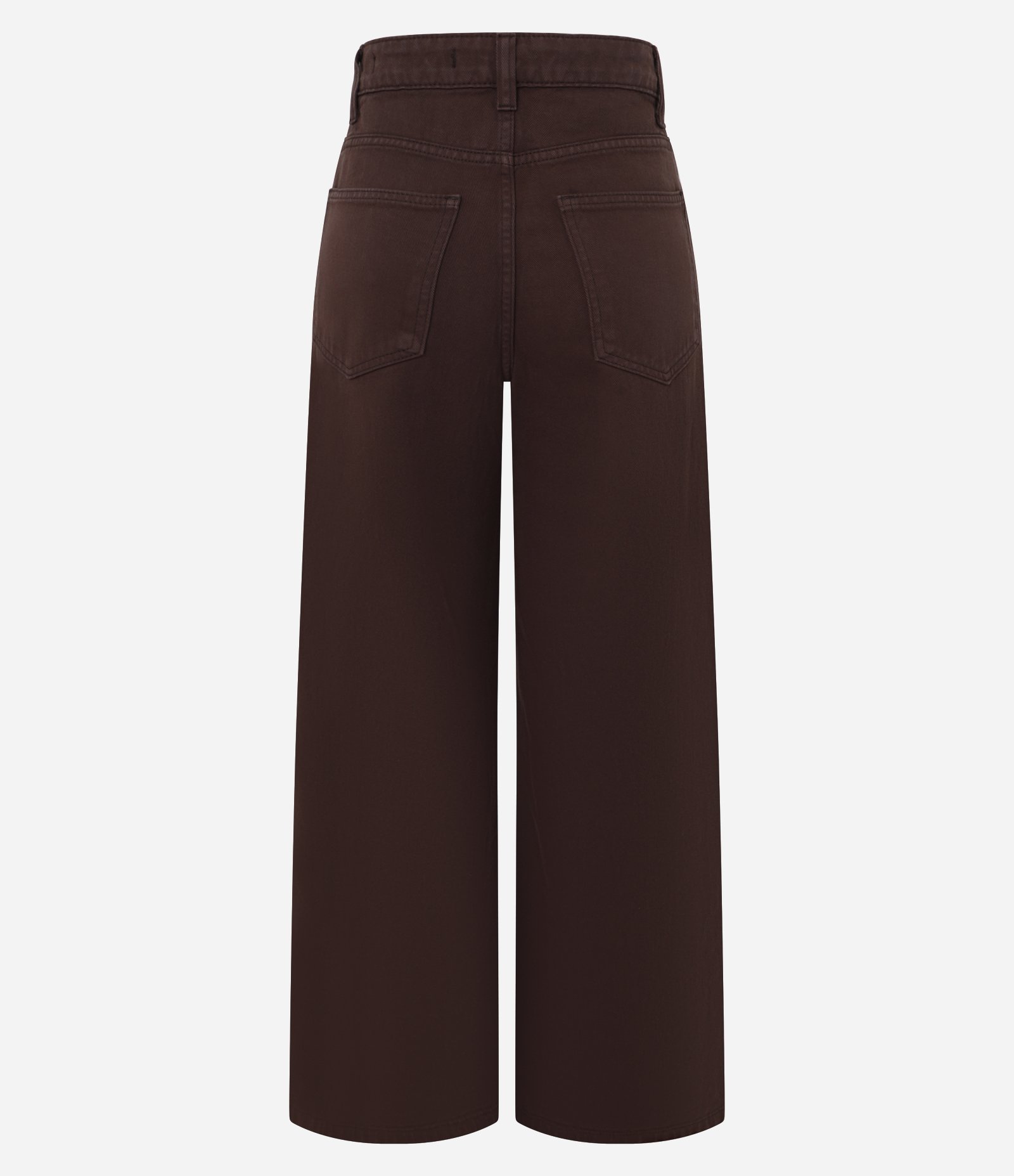 Calça Wide Leg em Sarja com Passantes no Cós Marrom 2
