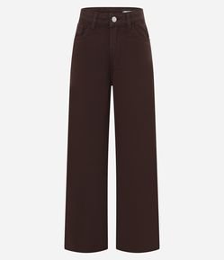 Calça Wide Leg em Sarja com Passantes no Cós