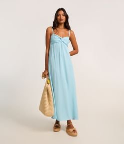 Vestido Longo em Crepe Airflow e Busto Torcido