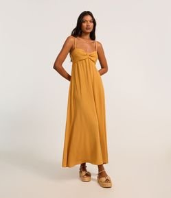 Vestido Longo em Crepe Airflow e Busto Torcido