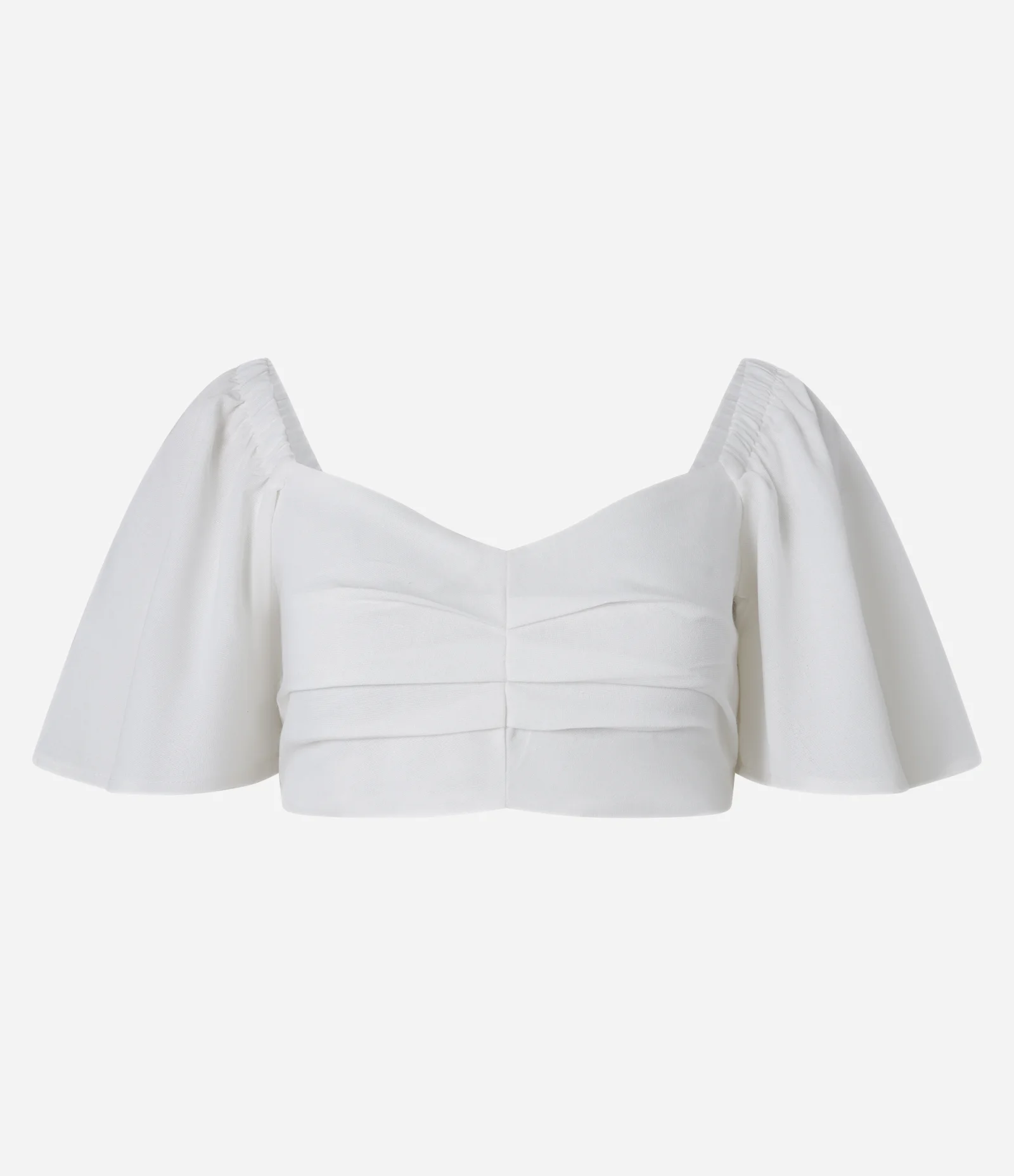 Blusa Cropped em Viscolinho com Pregas e Lastex nas Costas Branco 7