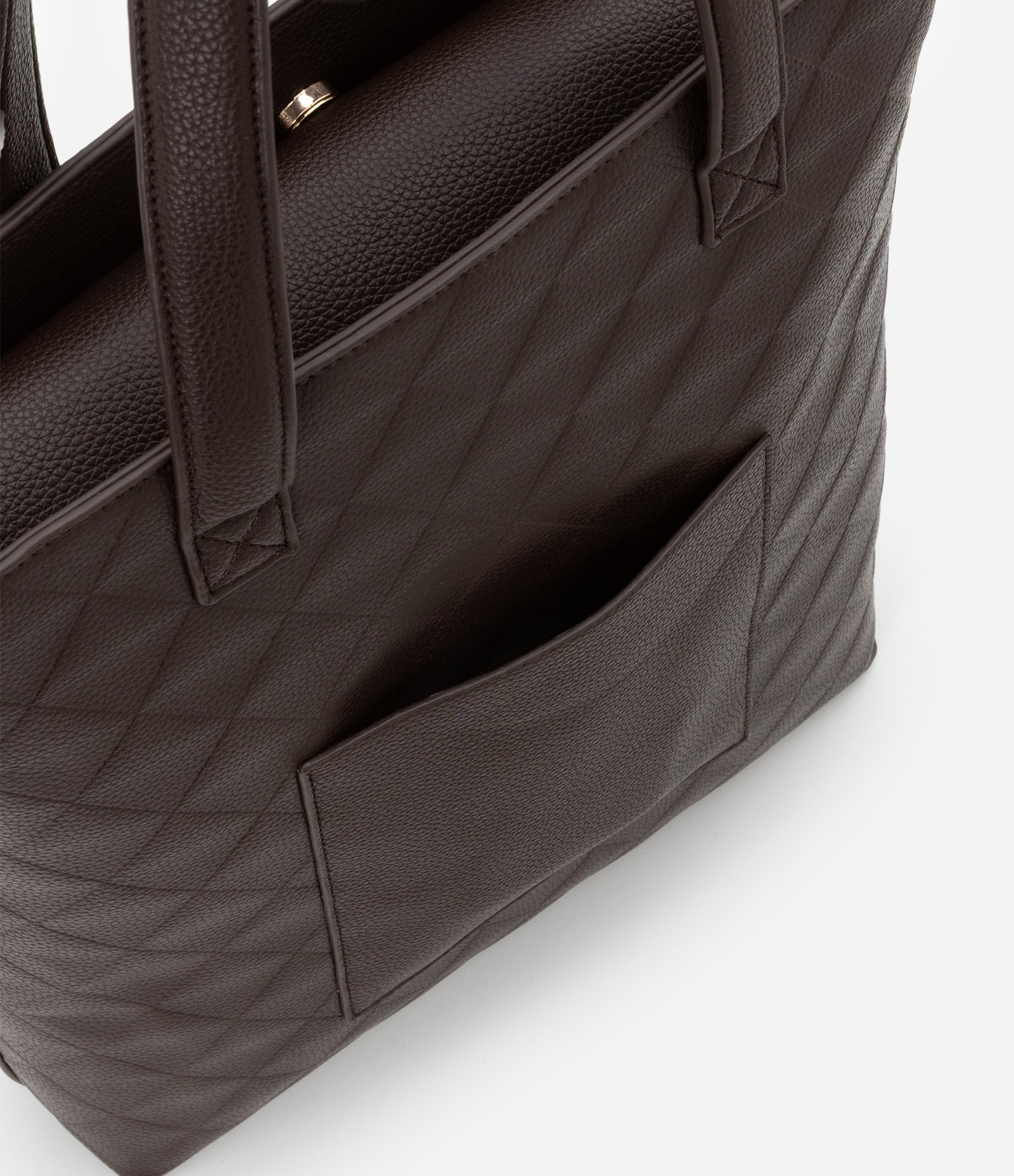 Bolsa Shopper Grande com Textura e Alça de Ombro Marrom 8