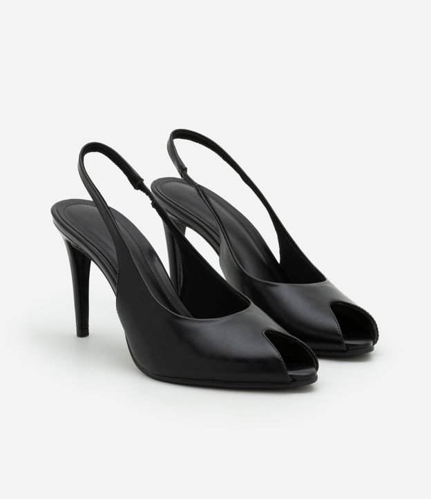 Sapato Peep Toe Slingback com Salto Fino