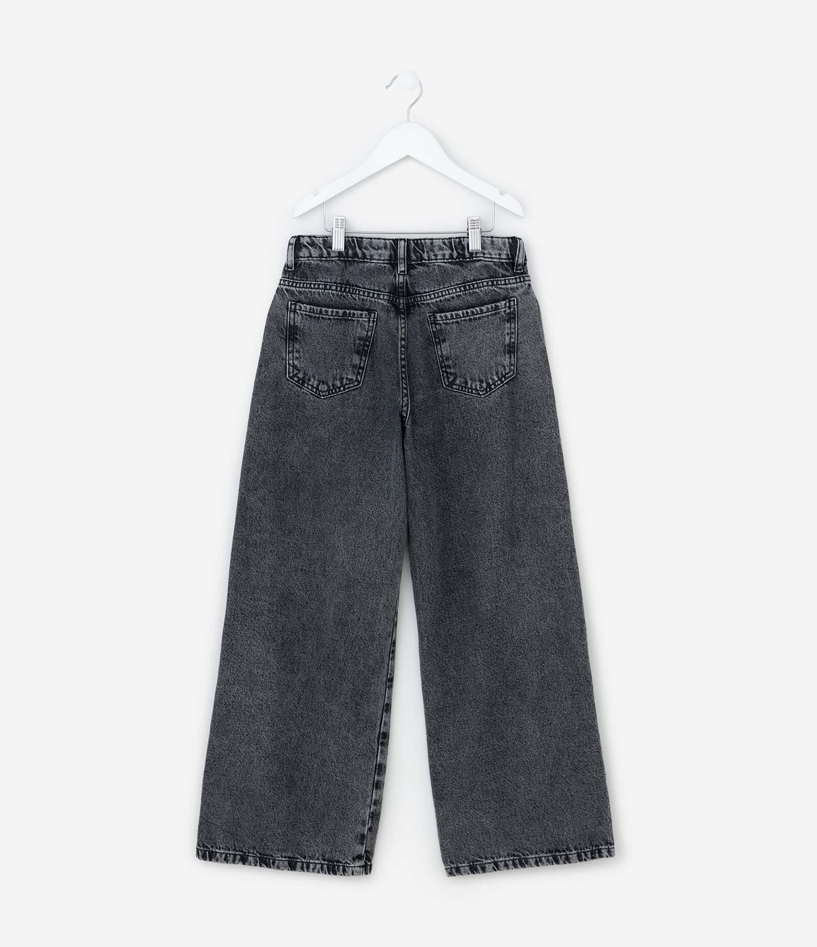 Calça Wide Leg Infantil em Jeans com Abertura na Barra e Laço - Tam 5 A 14 Anos Preto 2