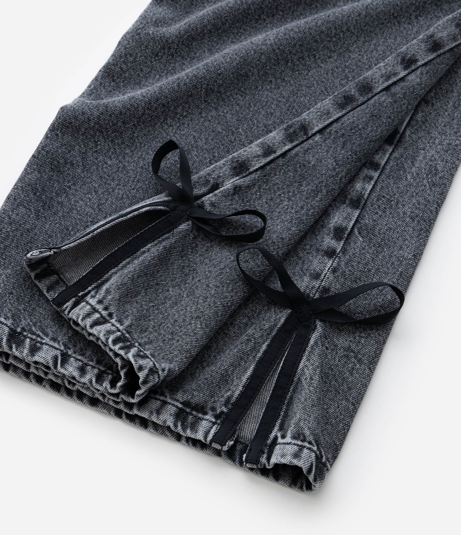 Calça Wide Leg Infantil em Jeans com Abertura na Barra e Laço - Tam 5 A 14 Anos Preto 4