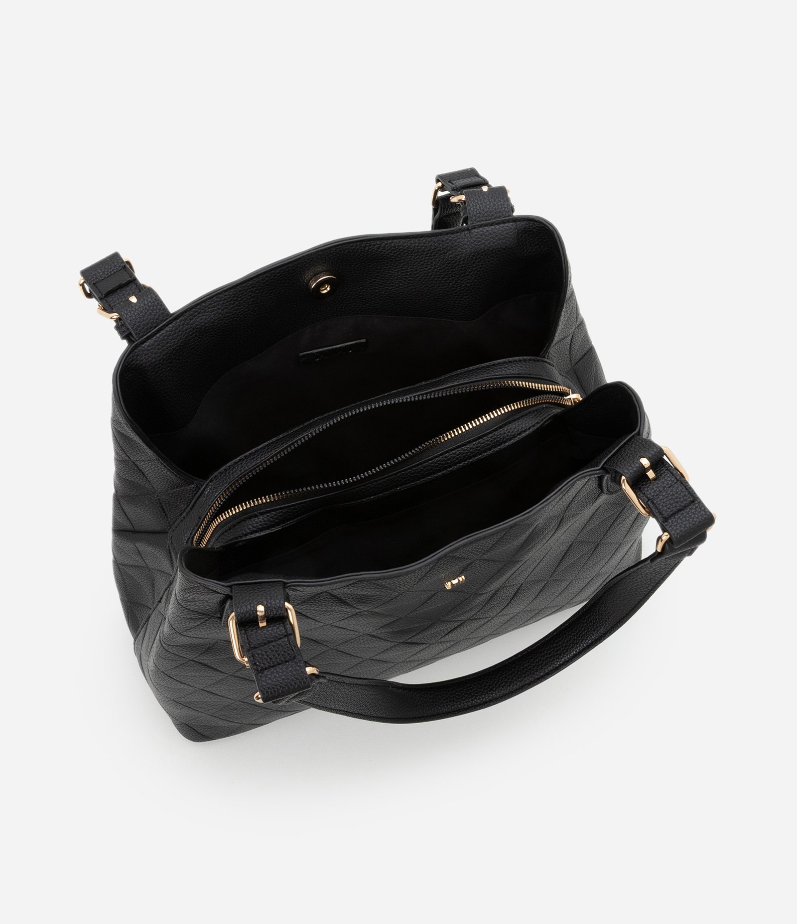 Bolsa Hobo Grande com Textura e Detalhes em Metal 6