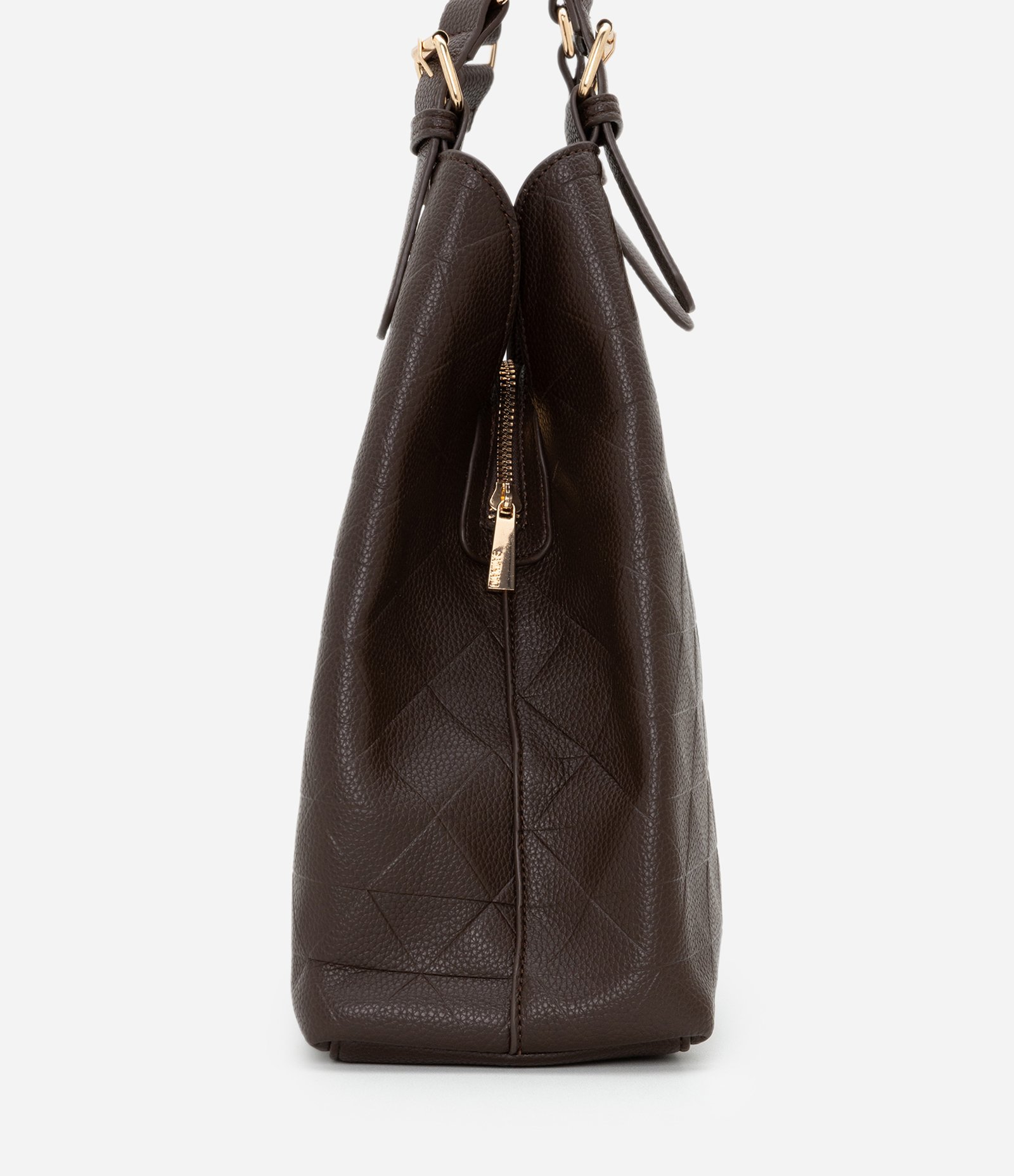 Bolsa Hobo Grande com Textura e Detalhes em Metal Marrom 3