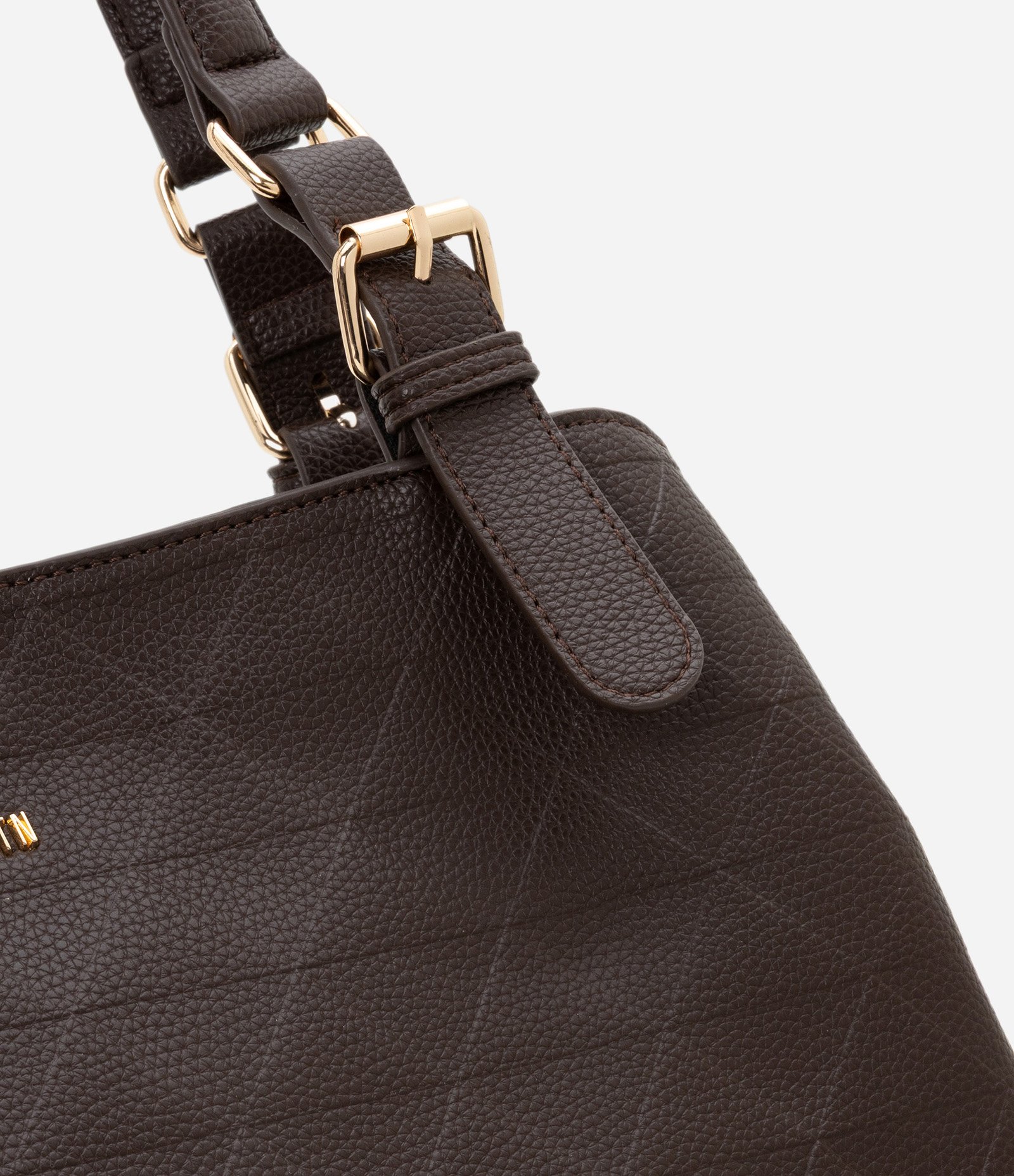 Bolsa Hobo Grande com Textura e Detalhes em Metal Marrom 5