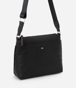 Bolsa Transversal Postman Média com Efeito Embossed e Alça de Gorgorão