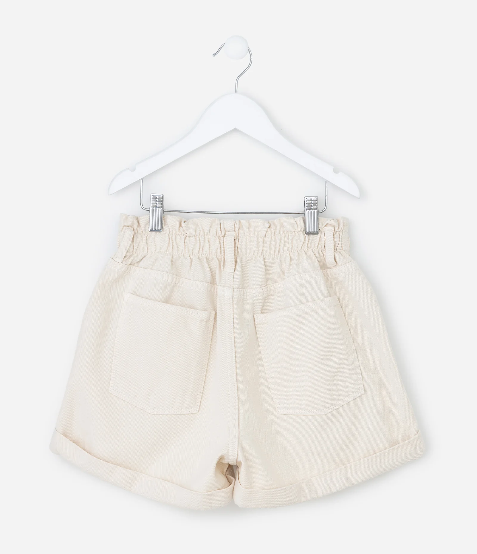 Short Clochard Infantil em Sarja com Cós Elástico - Tam 5 a 14 anos Bege 3