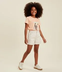 Short Clochard Infantil em Sarja com Cós Elástico - Tam 5 a 14 anos