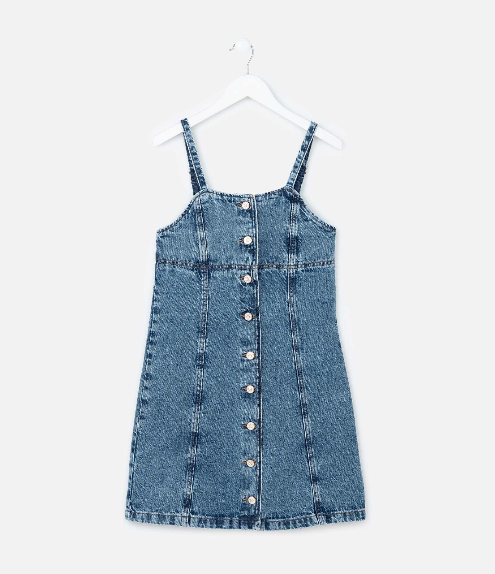 Vestido Infantil Jeans com Botões - Tam 5 a 14 Anos Azul 2