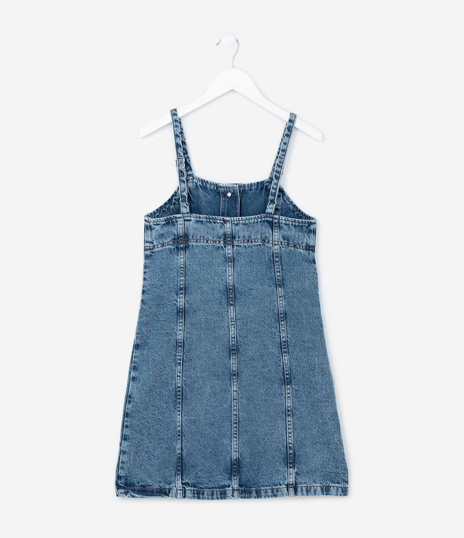 Vestido Infantil Jeans com Botões - Tam 5 a 14 Anos Azul 3