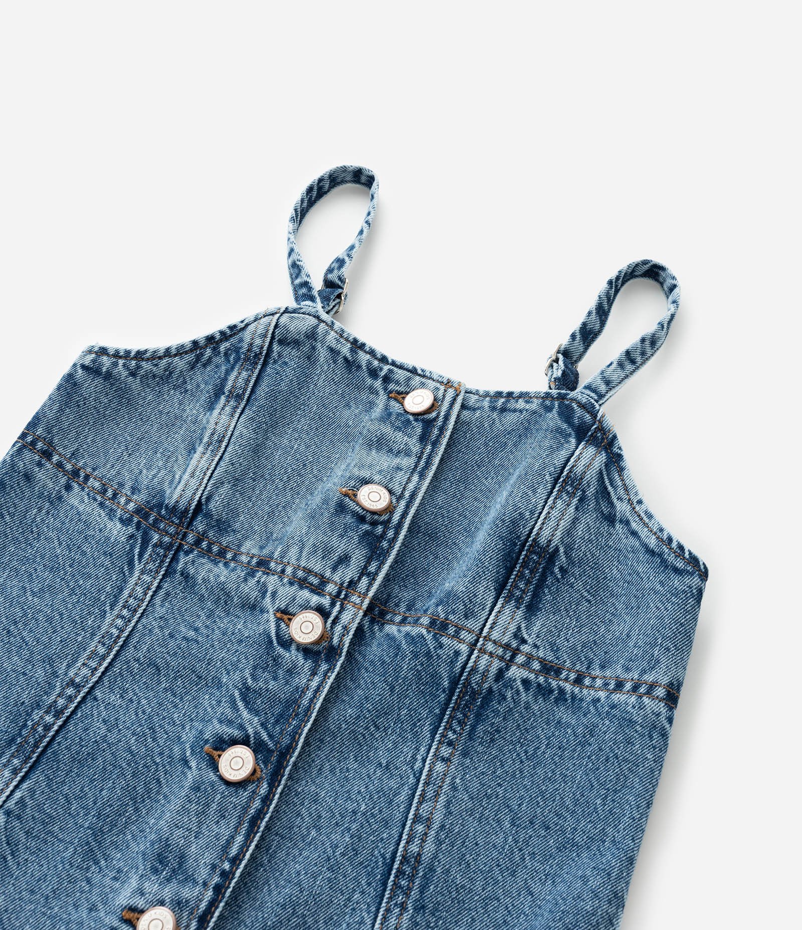 Vestido Infantil Jeans com Botões - Tam 5 a 14 Anos Azul 5