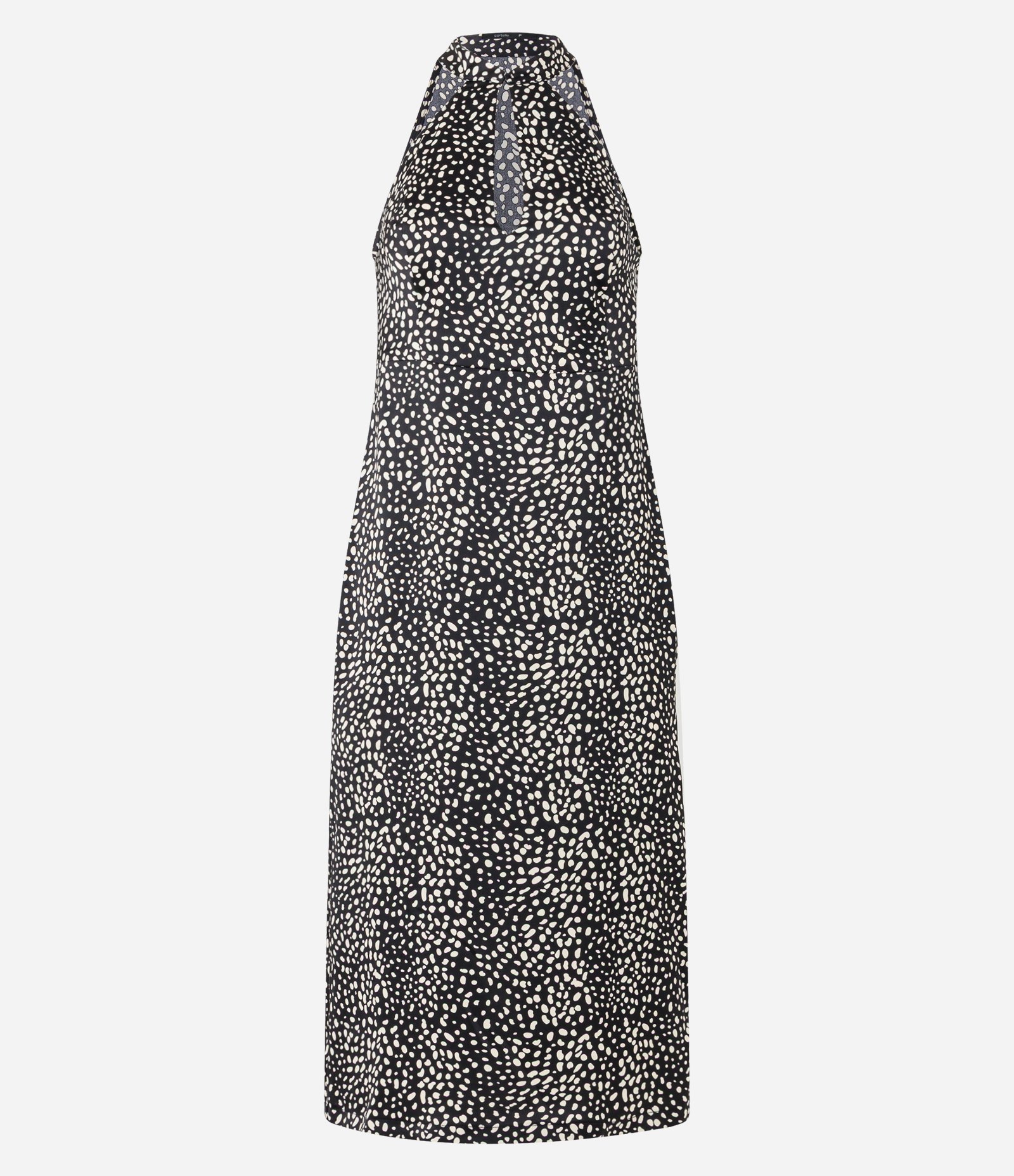 Vestido Midi em Cetim Poá com Fenda Preto 6