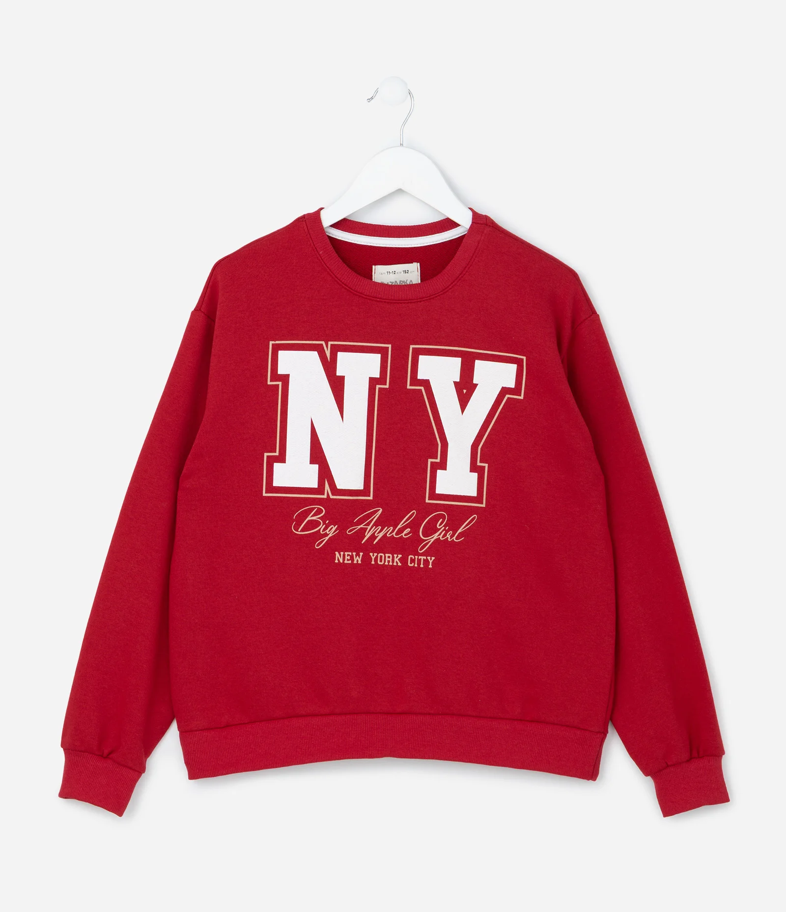Casaco Infantil em Moletom com Lettering NY - Tam 5 a 14 Anos Vermelho 1