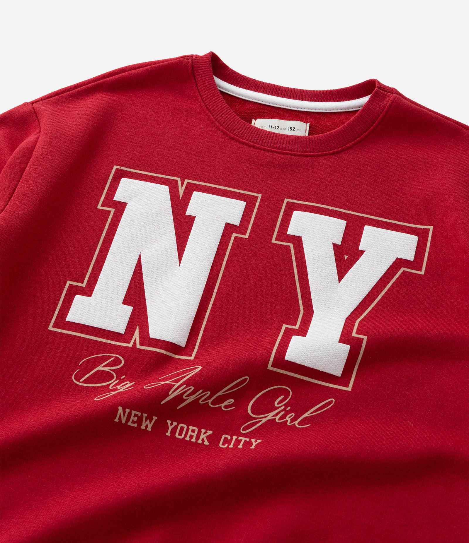 Casaco Infantil em Moletom com Lettering NY - Tam 5 a 14 Anos Vermelho 6