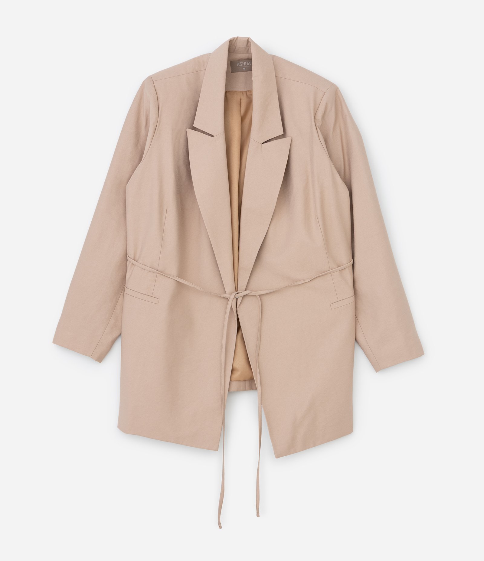 Blazer Alfaiataria com Amarração na Cintura Curve & Plus Size Bege 7