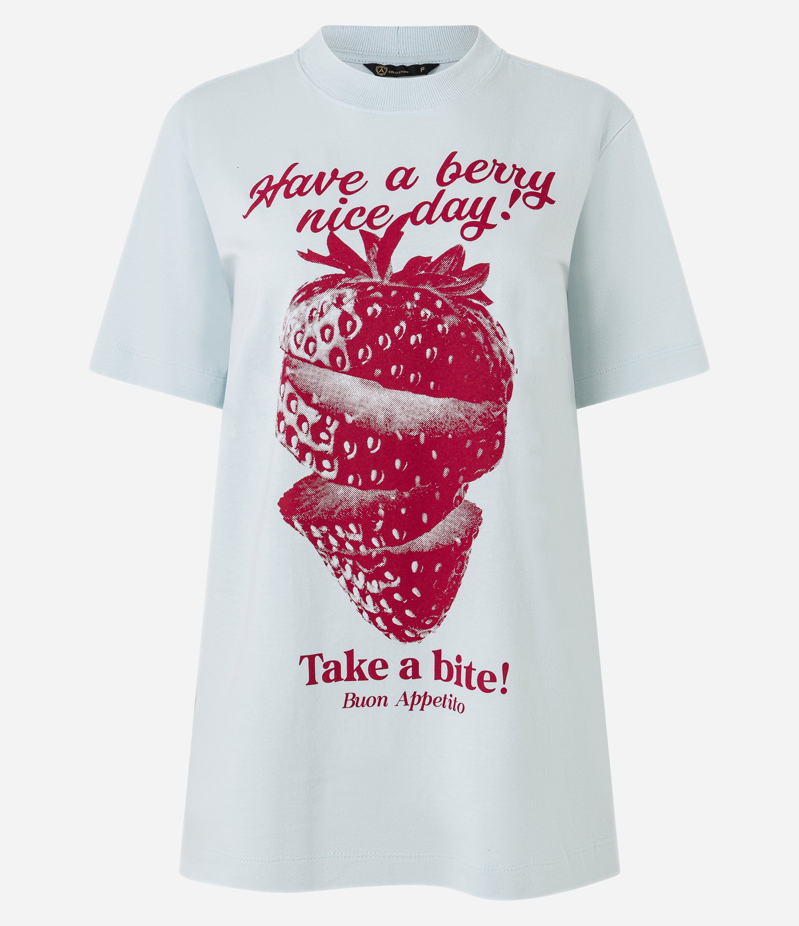 Camiseta em Algodão com Estampa Have a Berry Nice Day Azul 5