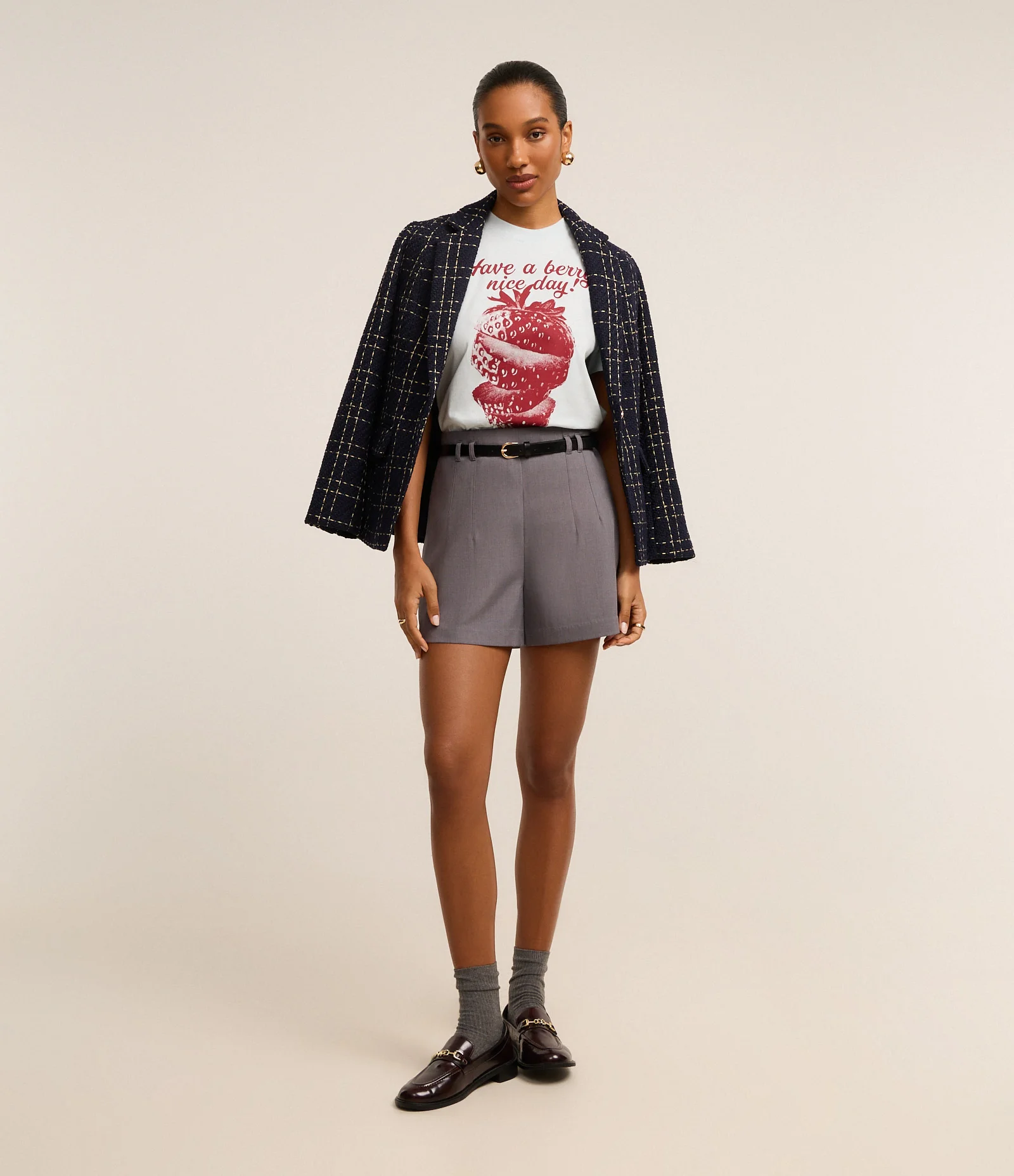 Camiseta em Algodão com Estampa Have a Berry Nice Day Azul 2