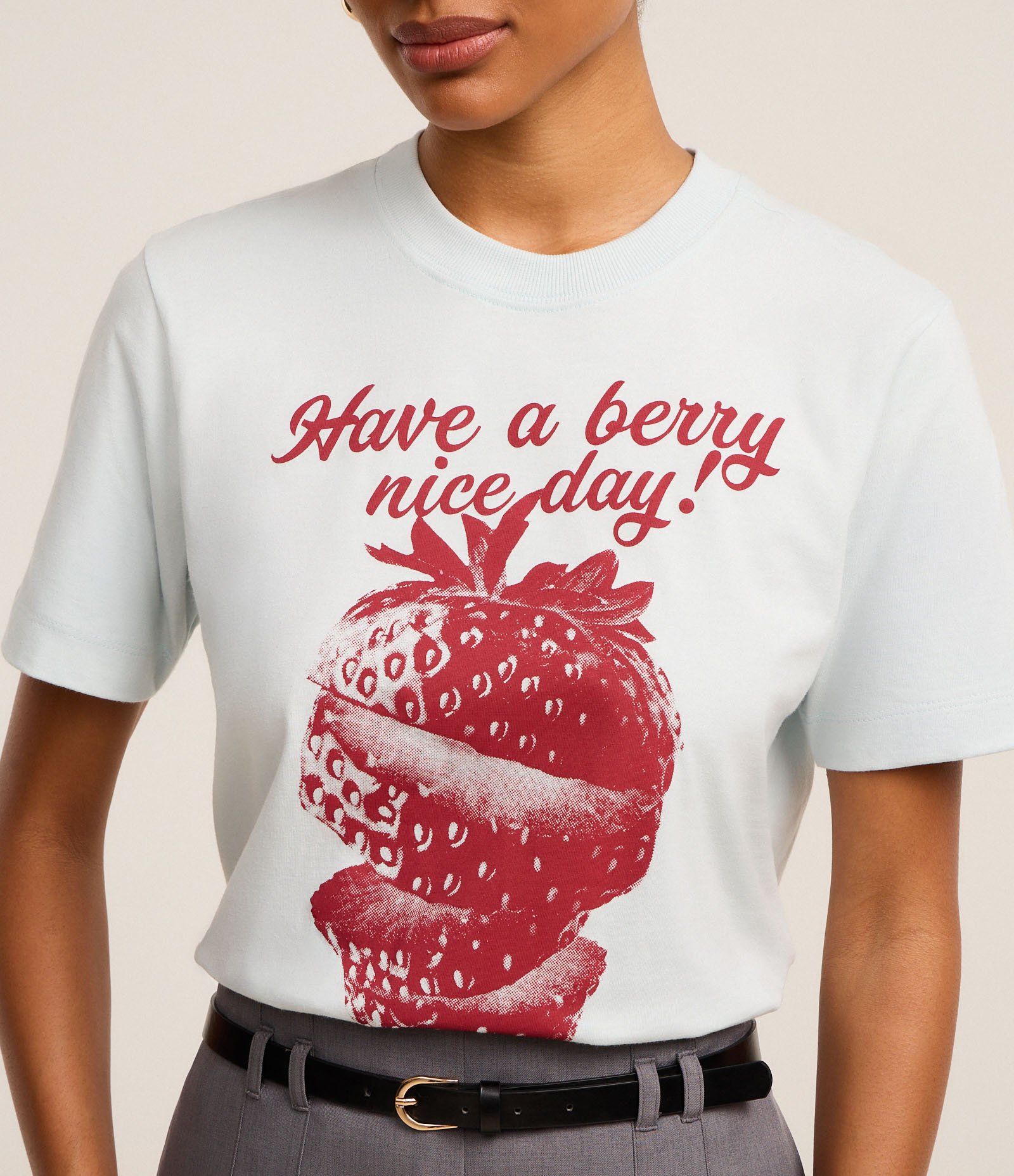 Camiseta em Algodão com Estampa Have a Berry Nice Day Azul 3