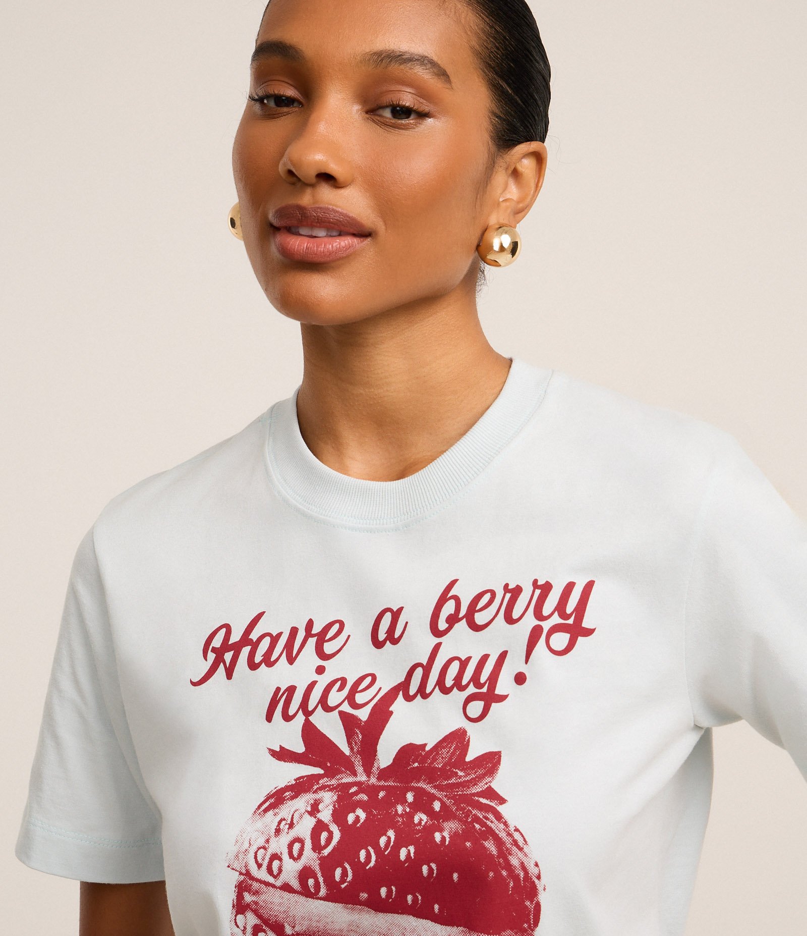 Camiseta em Algodão com Estampa Have a Berry Nice Day Azul 4