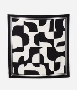 Lenço Quadrado em Cetim com Estampa Geométrica Bicolor