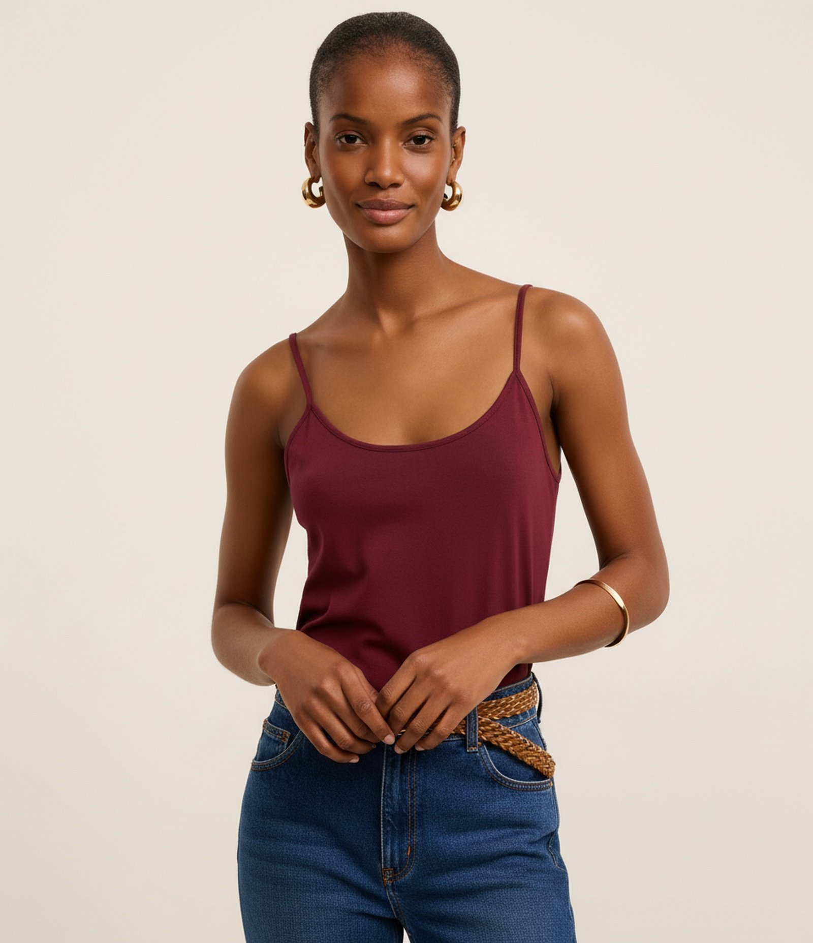 Blusa Básica de Alcinha em Algodão Peruano Bordô 5
