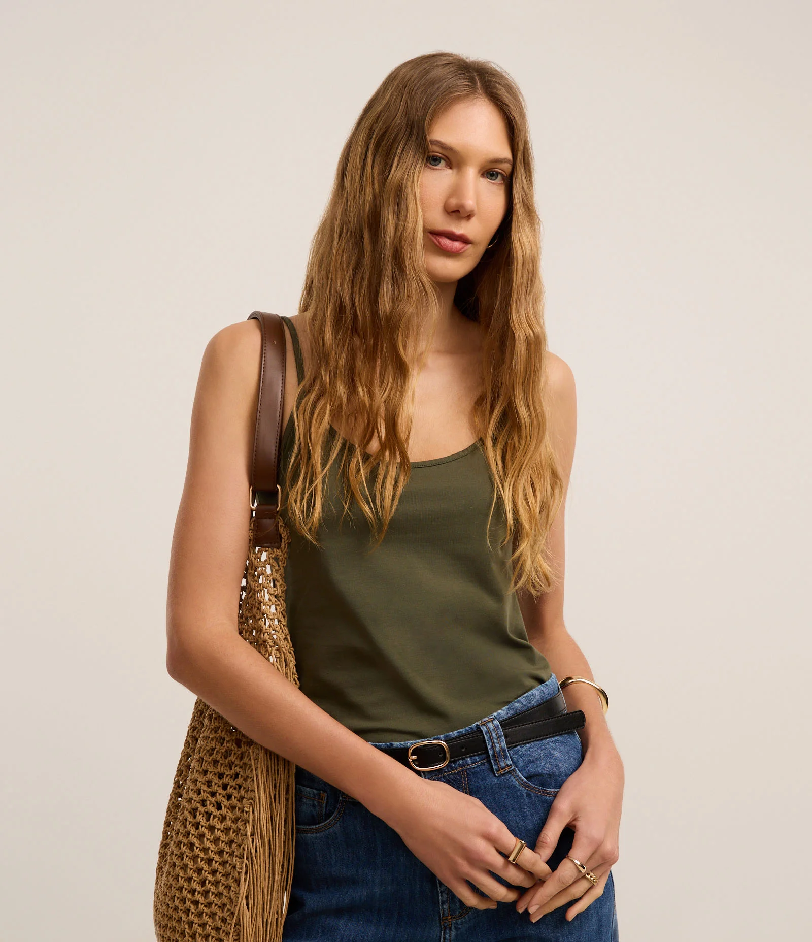 Blusa Básica de Alcinha em Algodão Peruano Verde 1