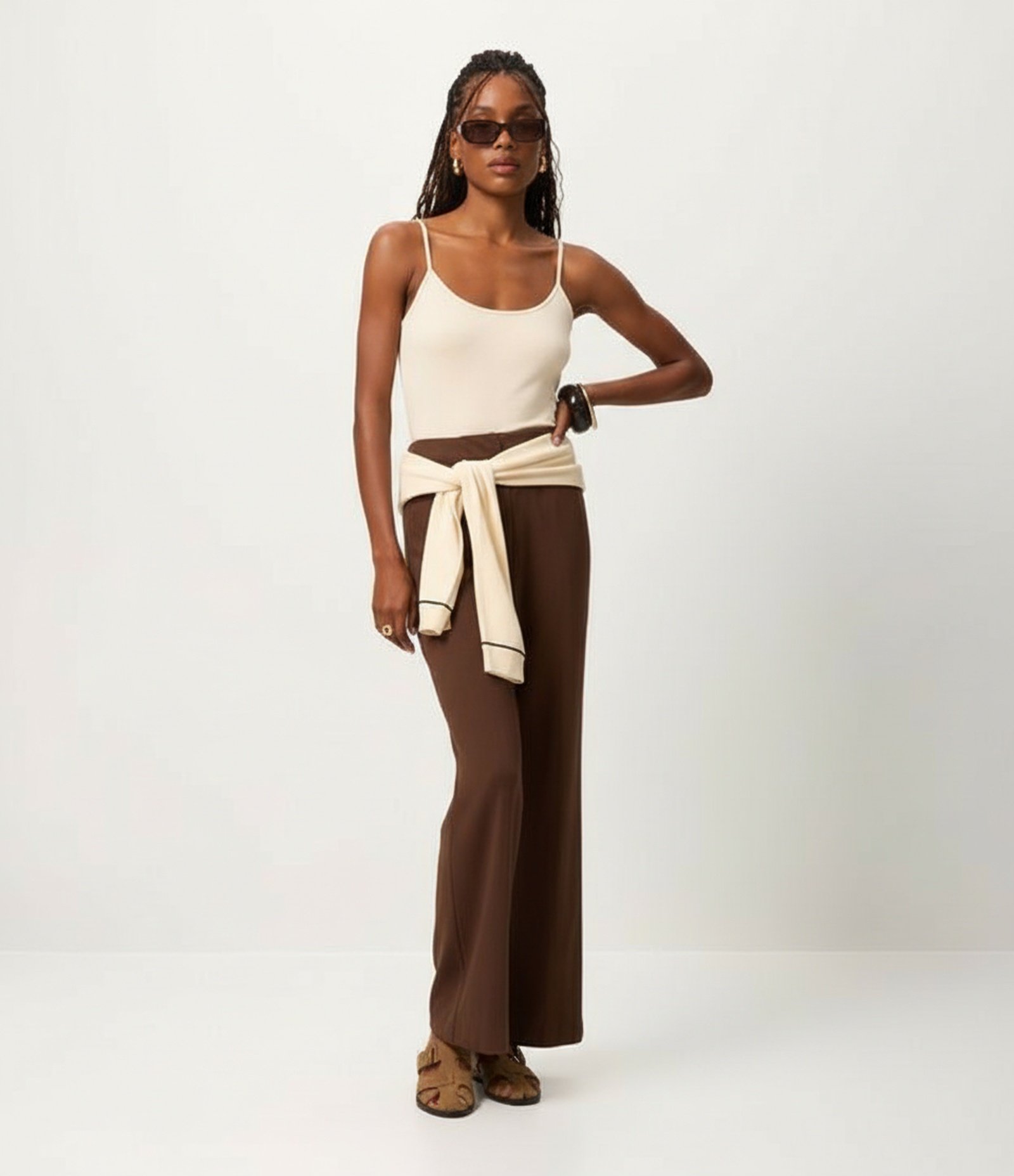 Blusa Básica de Alcinha em Algodão Peruano Bege 4