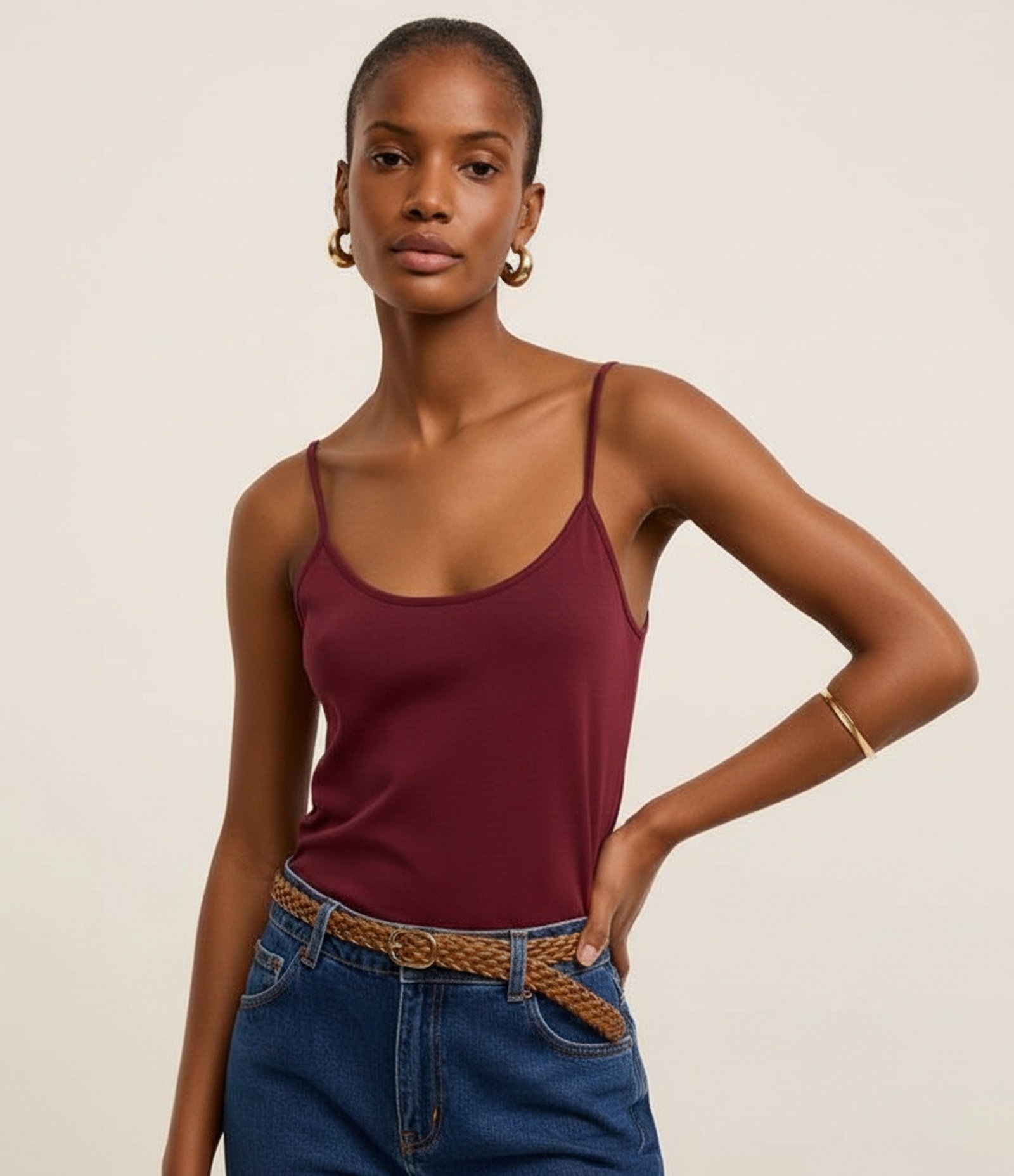 Blusa Básica de Alcinha em Algodão Peruano Bordô 6