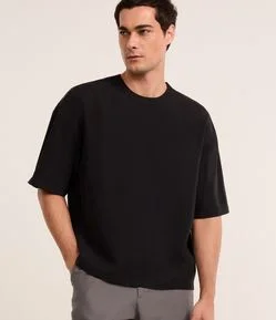 Camiseta Boxy em Modal com Gola Redonda