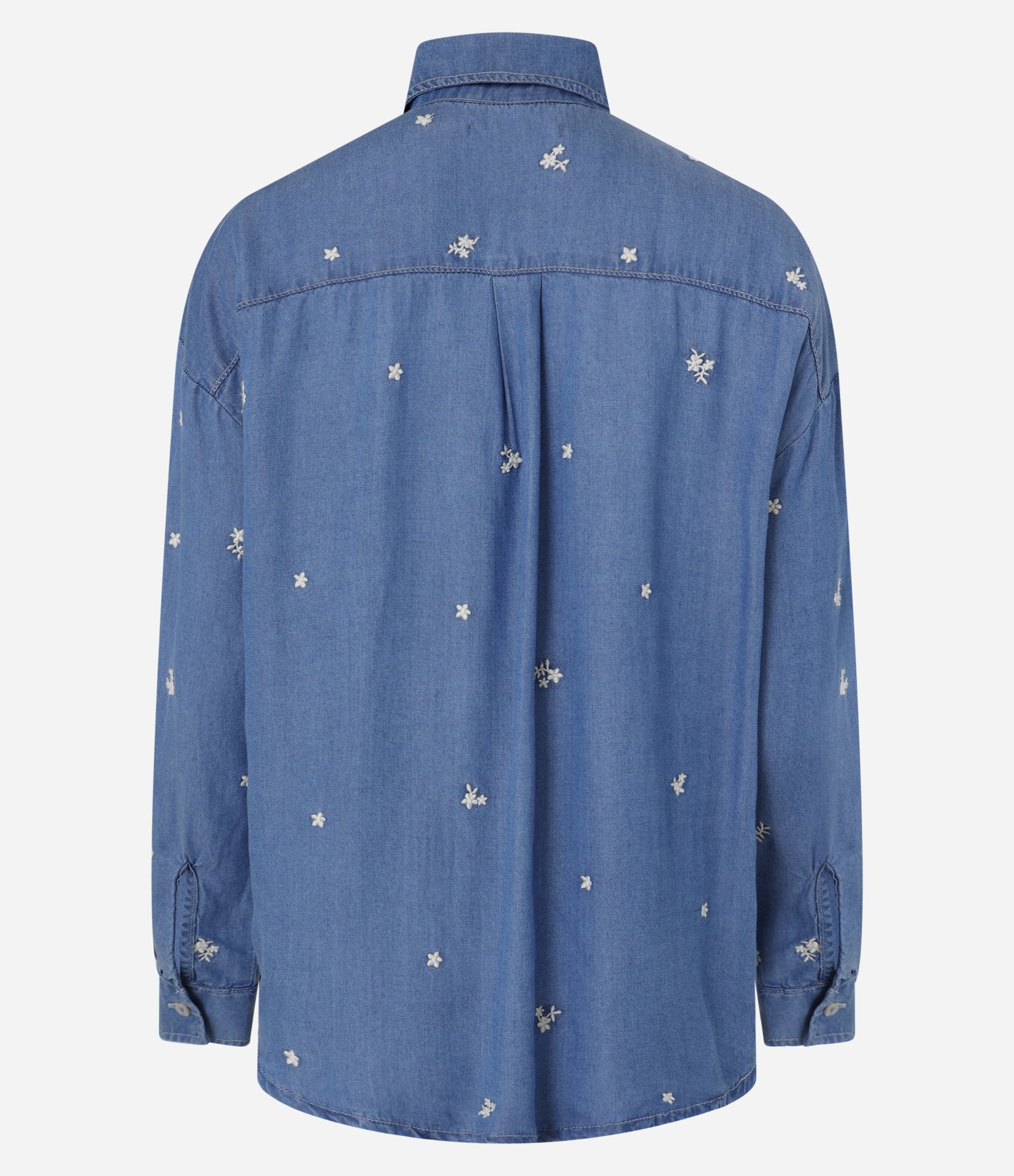 Camisa em Jeans com Flores Bordadas Azul 6