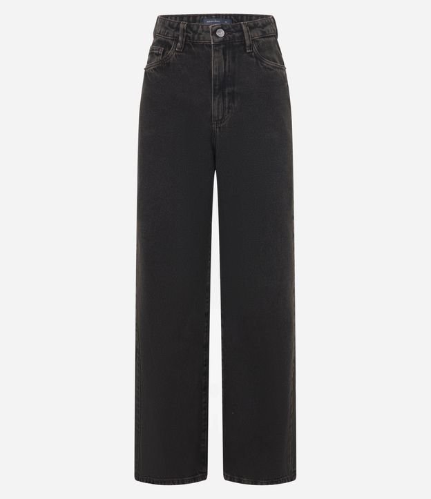 Calça Wide Leg em Sarja com Cintura Alta