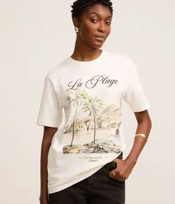 Camiseta em Algodão com Estampa La Plage