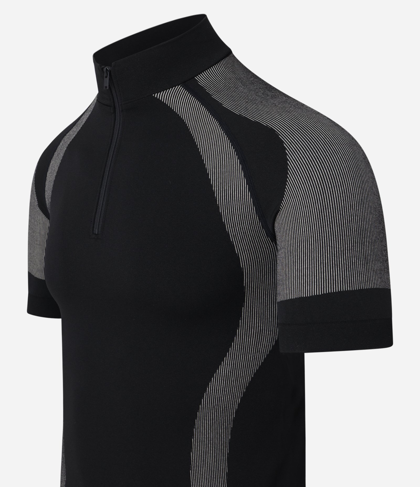Camiseta Muscle Seamless com Estampa Abstrata e Gola com Zíper Preto 8