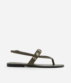 Sandália Rasteira em PU com Aviamentos Boho