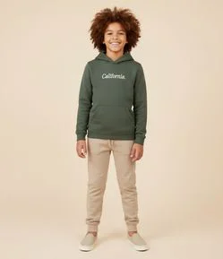 Calça Jogger Infantil em Modal com Recortes - Tam 5 a 14 Anos