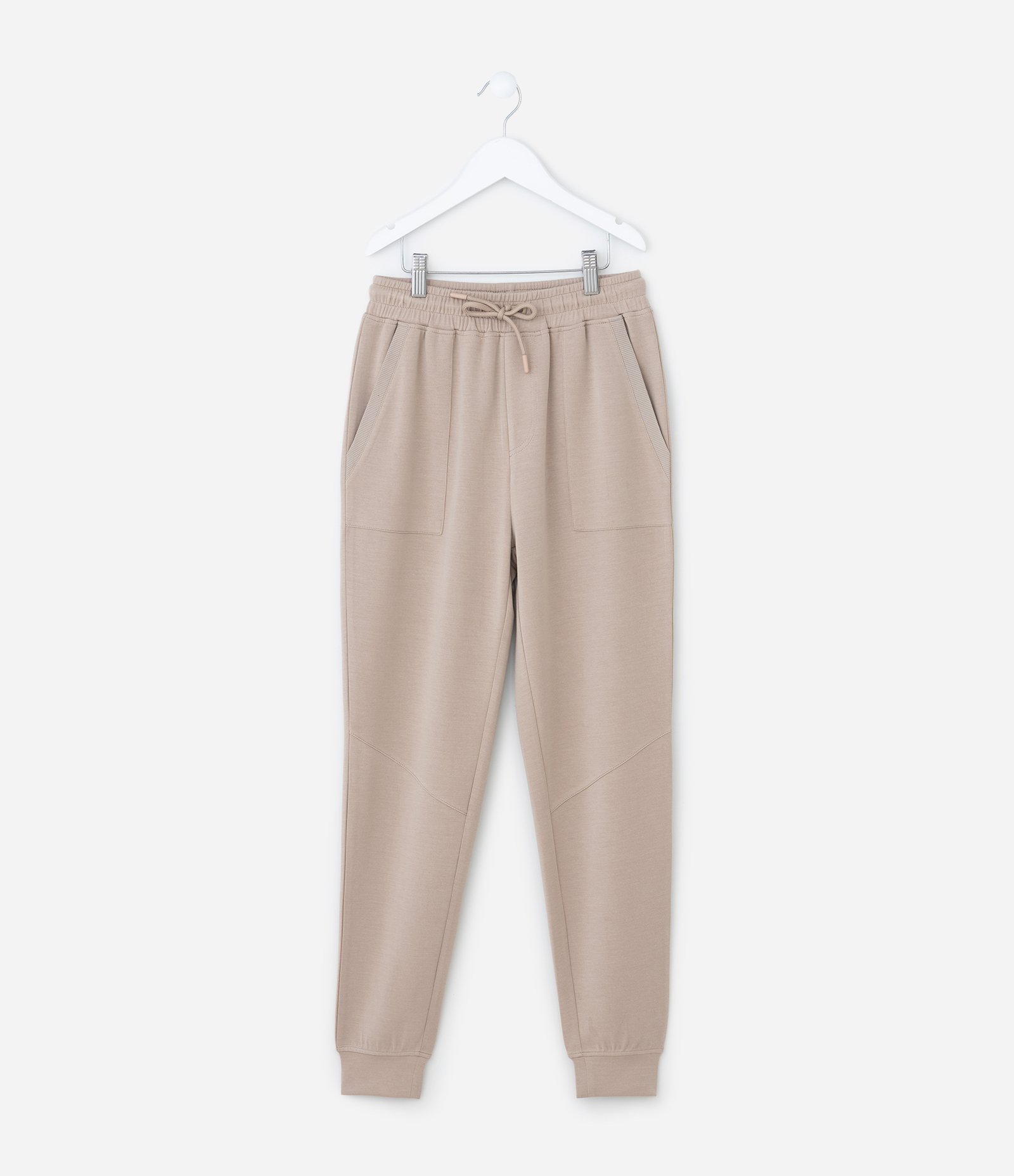 Calça Jogger Infantil em Modal com Recortes - Tam 5 a 14 Anos Bege 1