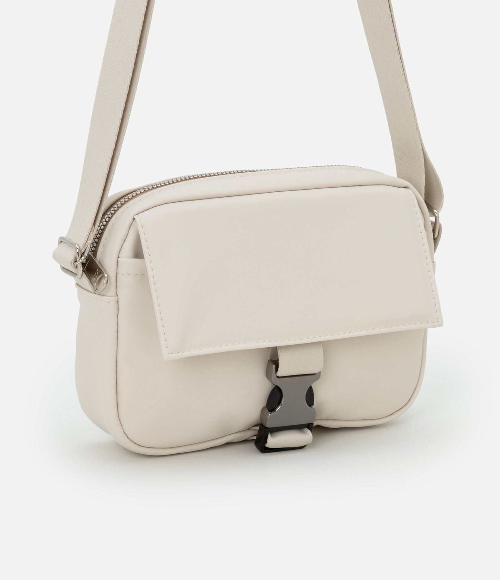 Bolsa Shoulder Bag Fivela Frontal Bege 1