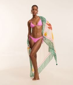 Biquíni Calcinha Lacinho em Microfibra com Pesponto em Fio Metalizado