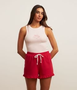 Pijama Short Doll em Ribana com Bordado Cupido