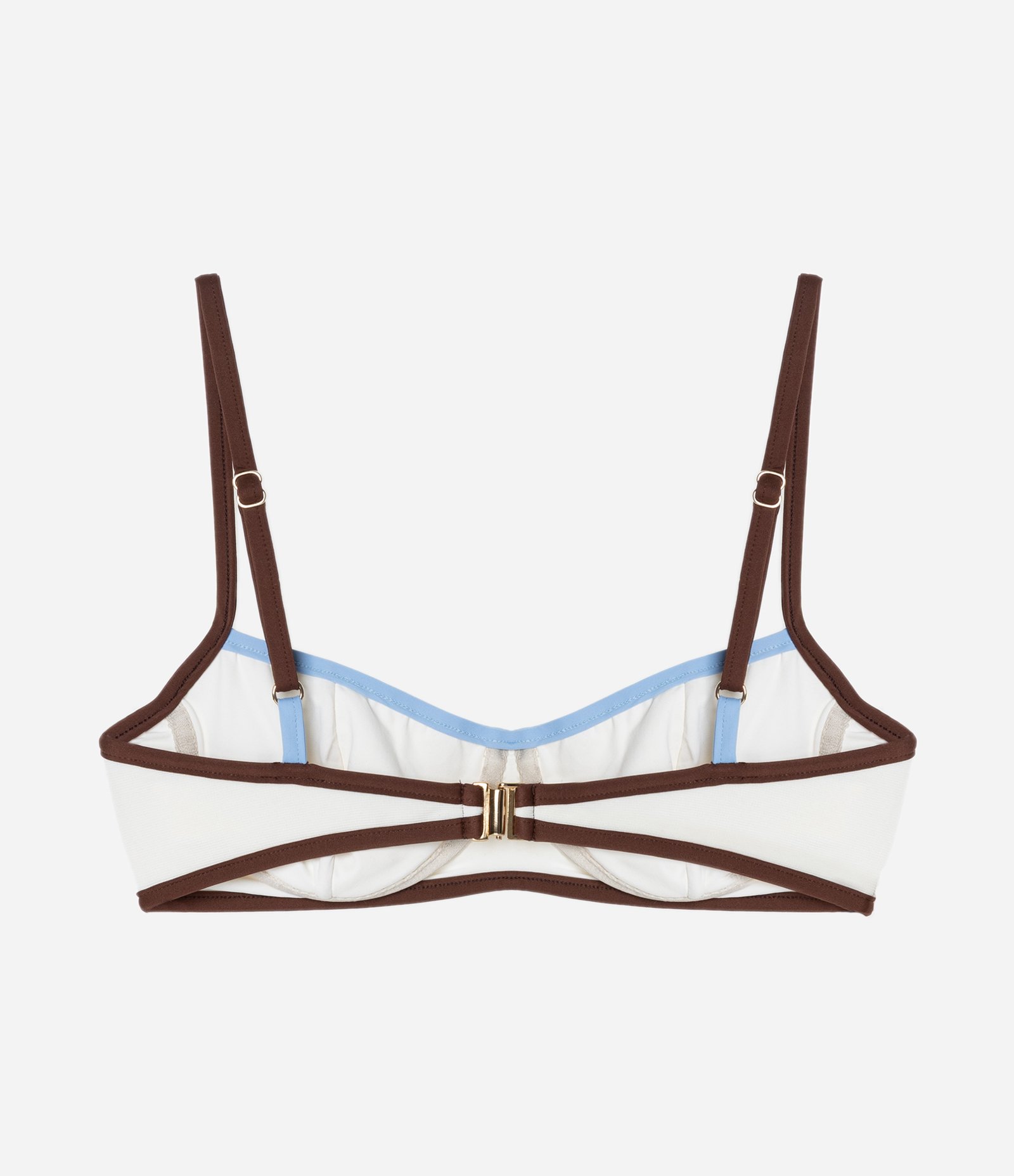 Biquíni Top Meia Taça em Microfibra Texturizada com Vieses Contrastantes Branco 6