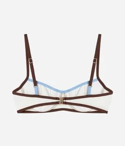 Biquíni Top Meia Taça em Microfibra Texturizada com Vieses Contrastantes
