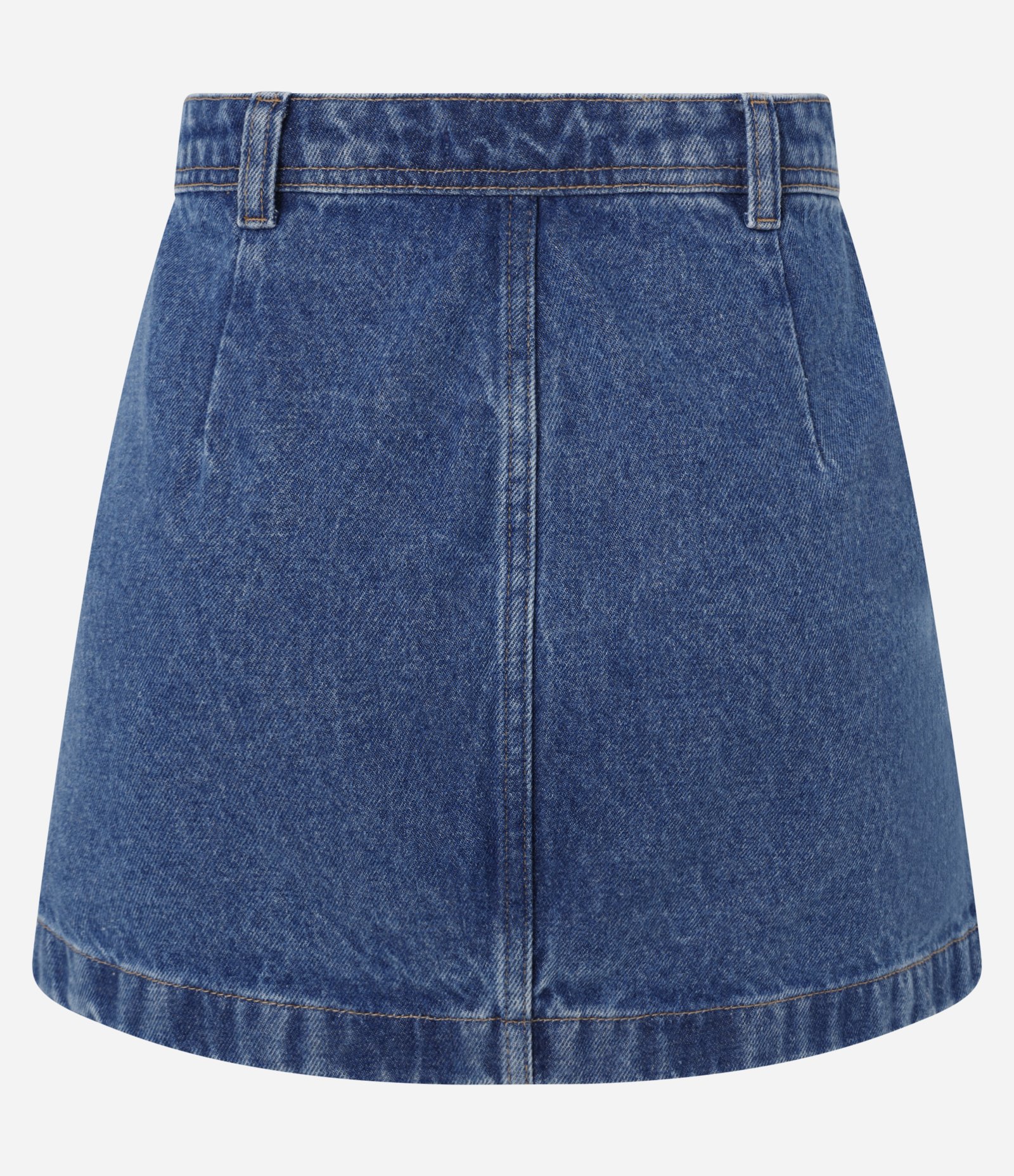 Saia Curta em Jeans com Botões e Bolsos Frontais Azul 2