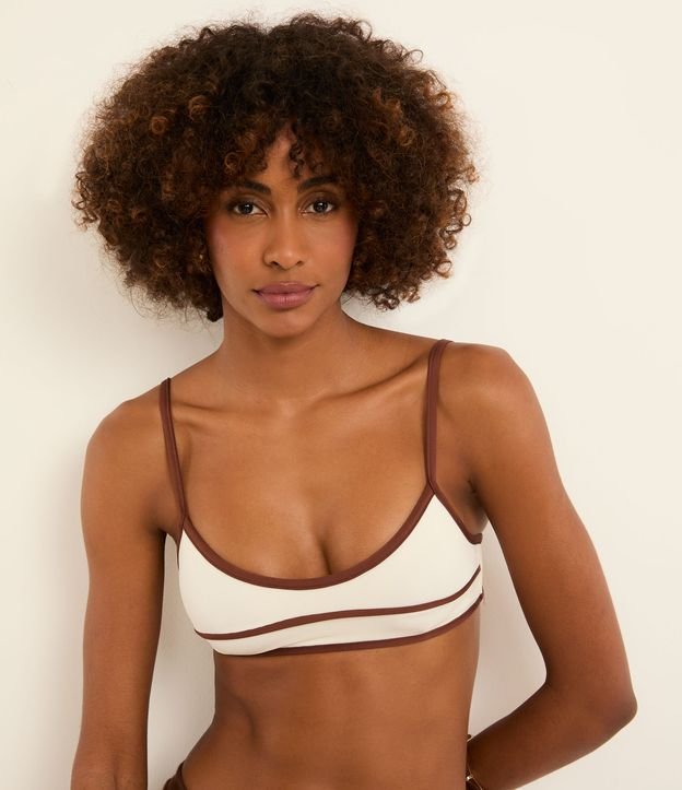 Biquíni Top Camisetinha em Microfibra Texturizada com Viés Contrastante