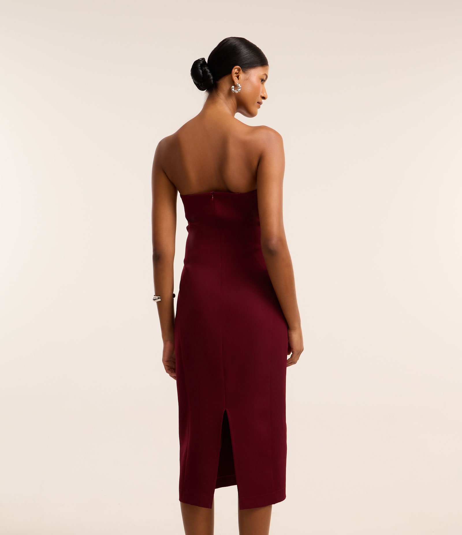 Vestido Midi Reto em Alfaiataria Tomara que Caia Vermelho 3