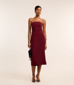 Vestido Midi Reto em Alfaiataria Tomara que Caia